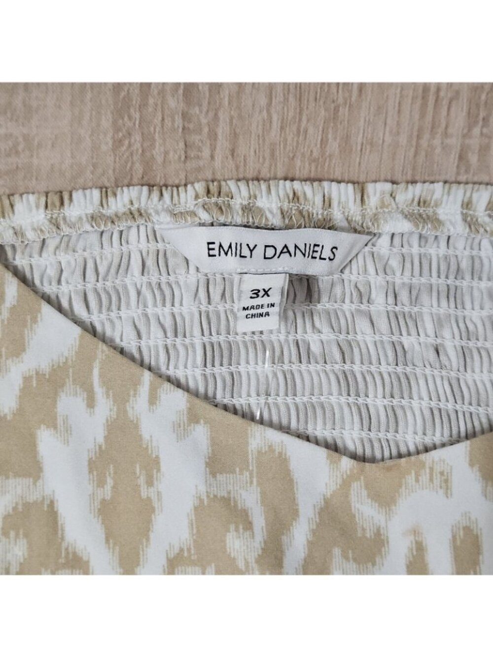 Emily Daniels Plus Size 3x Tan Maxi Dress Ikat Pattern Nwt - Picture 7 of 7